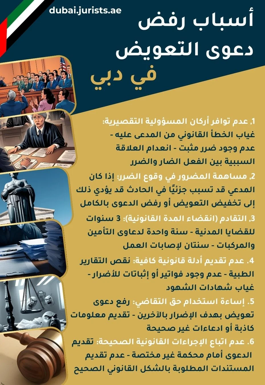 أبرز أسباب رفض دعوى التعويض في دبي